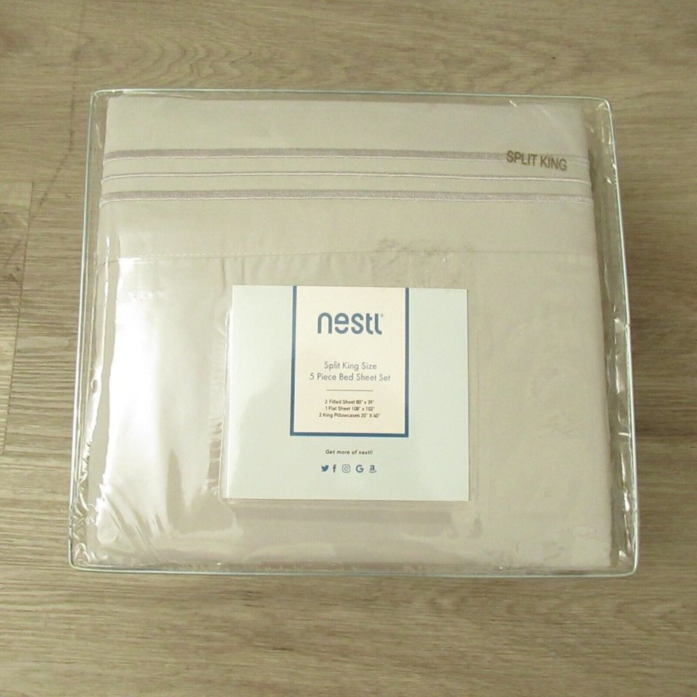 New Nestl Sheet‎ Set Split King Silver Gray Wrinkle Free Microfiber